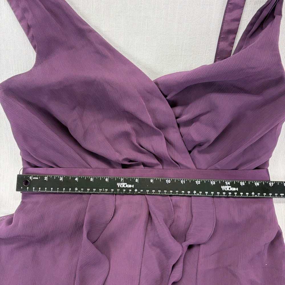 White by Vera Wang Gown Chiffon Plum Purple Solid Ruffle Size 14 VW360189 - Picture 7 of 9